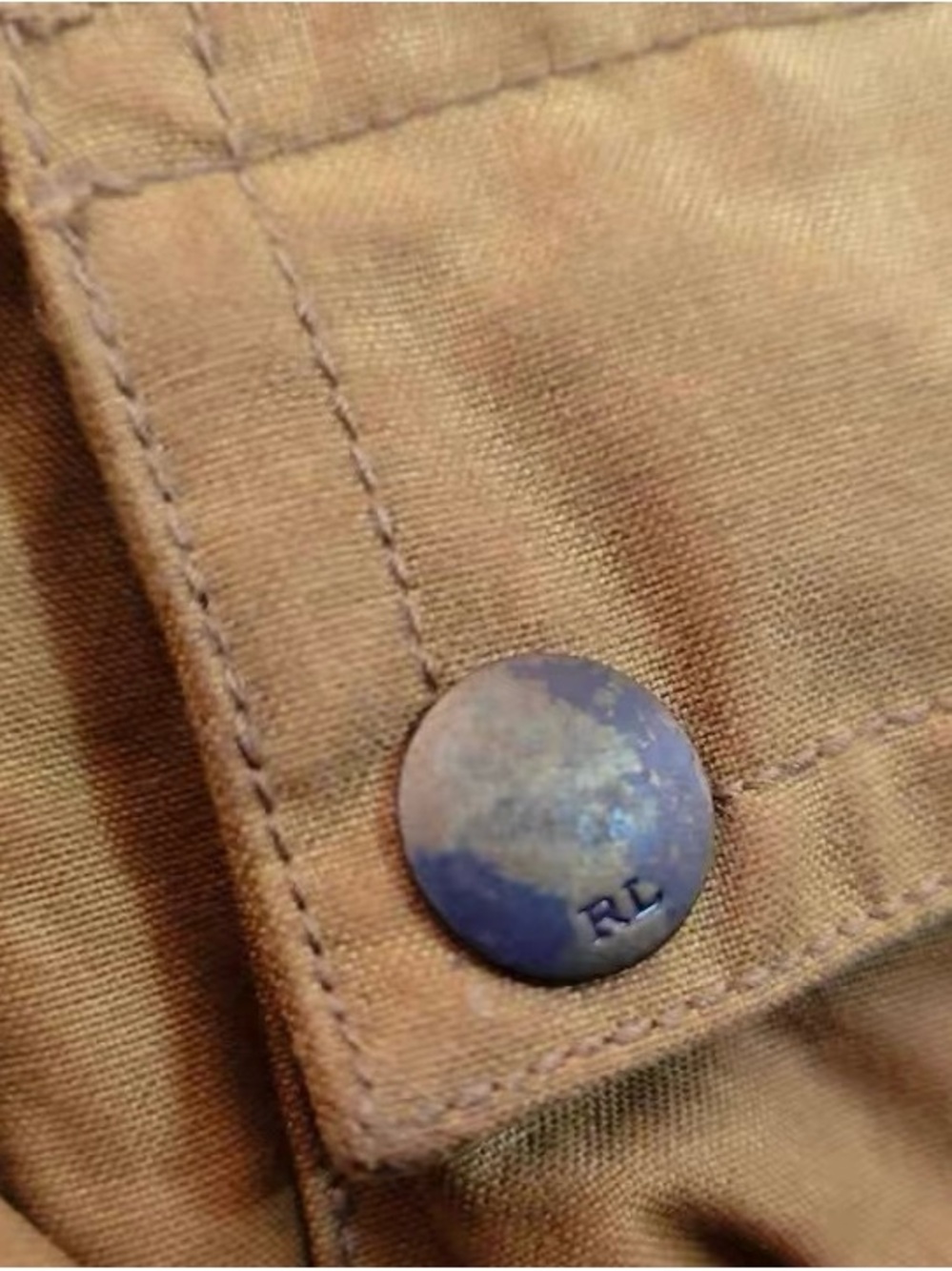 Vintage Ralph Lauren Double RL Tan Utility Wax Oiled Jacket Women size Small - Picture 3 of 9